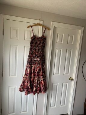 Floral Smocked maxi Dress in Burgundy